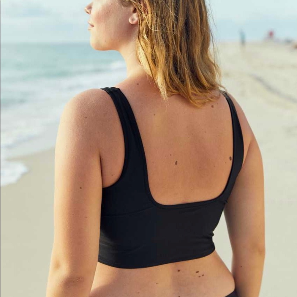 Wide Strap Longline Scoop Bikini Top
